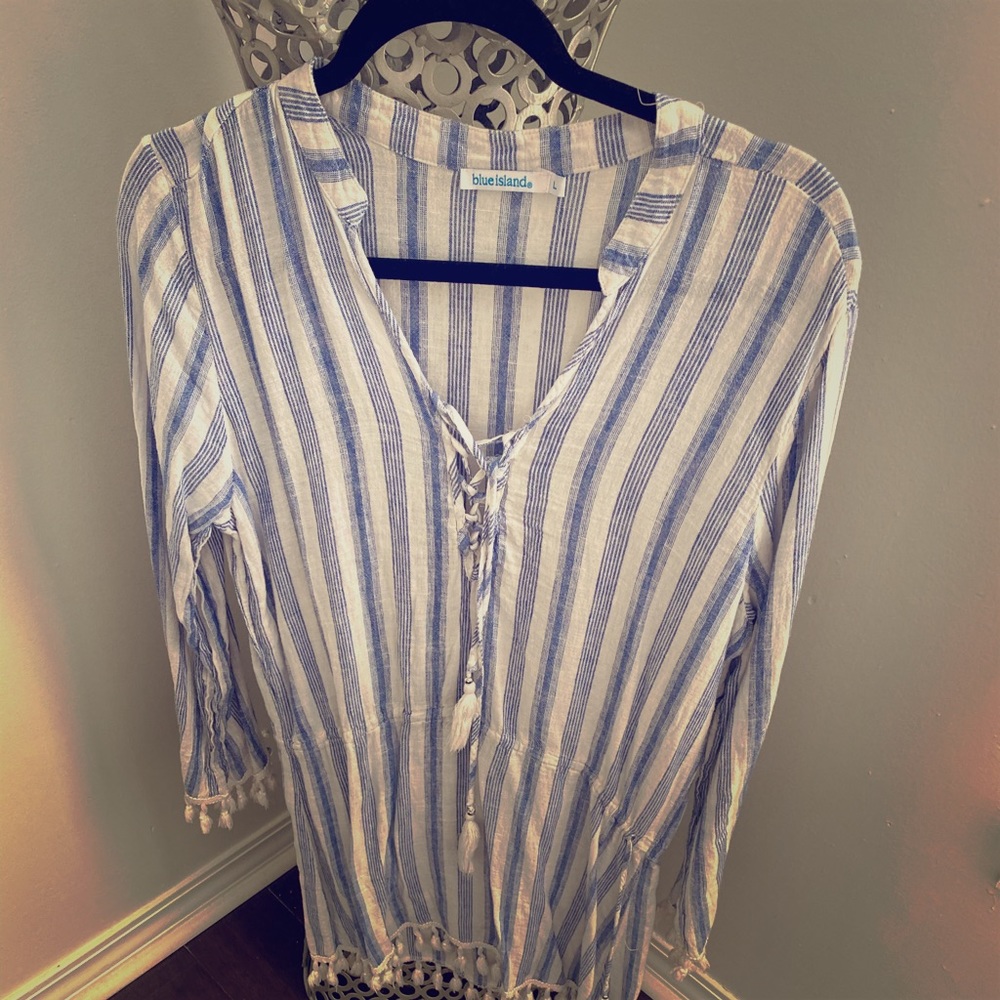 Blue Island Bathing Suit Cover-Cinch Waist!CUTE☀️